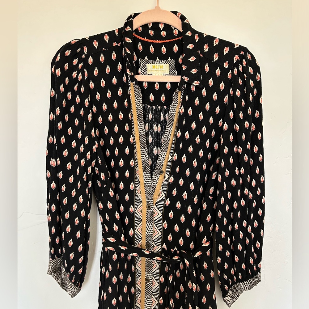 Maeve Belted Maxi Dress Size 12 - Black Multi